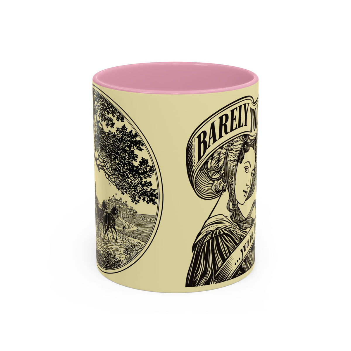 Vintage 'Barely Tolerable' Illustration Coffee Mug (11oz/15oz)
