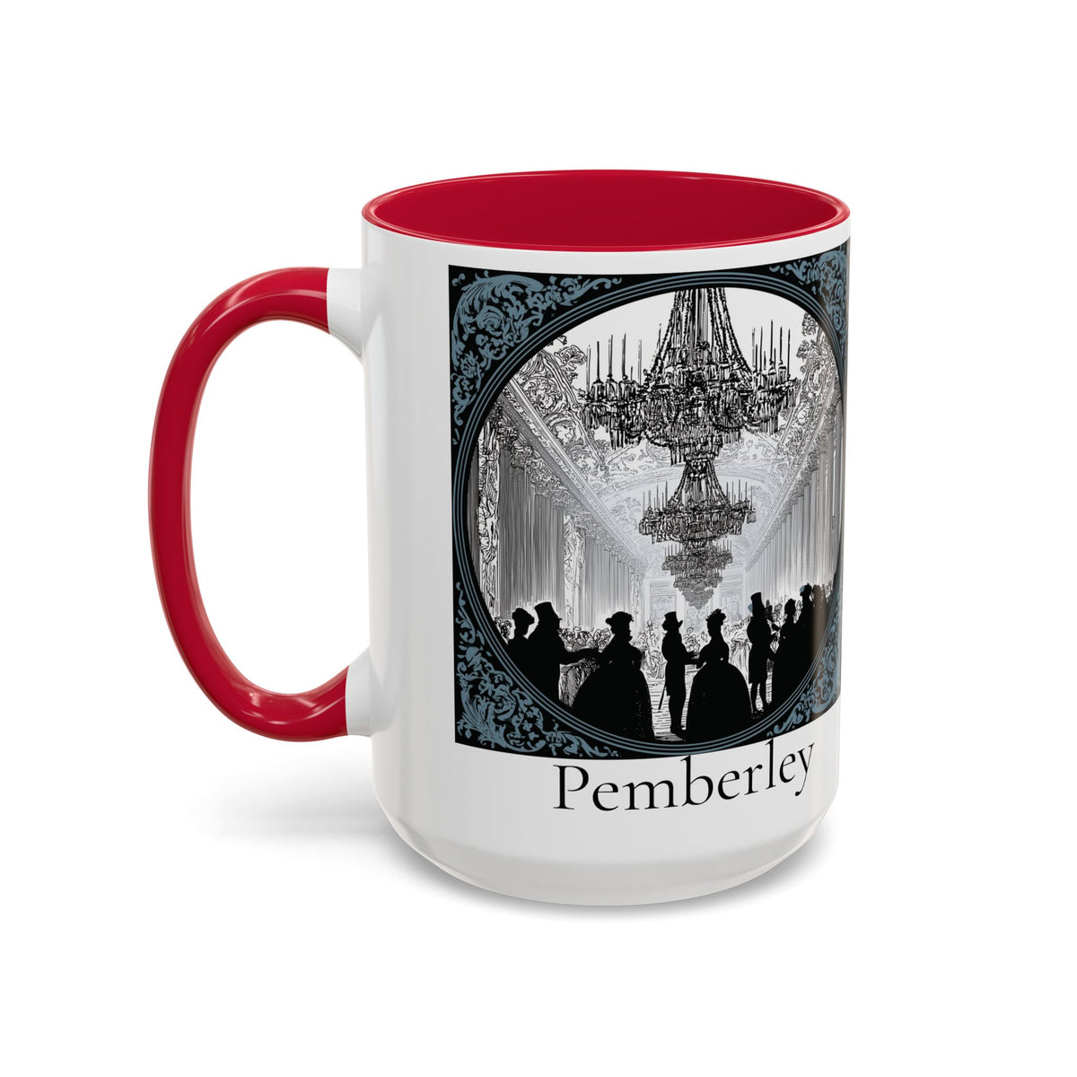 Pemberley Ballroom Illustration Mug | Color Accent Ceramic Mug