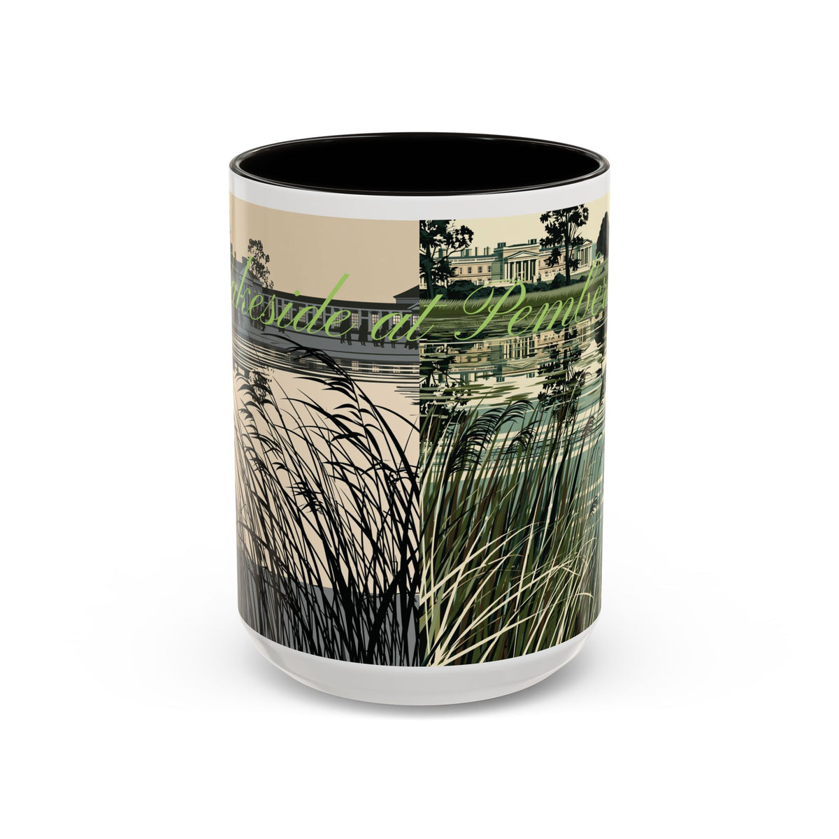 Strolling Lakeside with Mr. Darcy  —  Scenic Lakeside Vintage Gentleman Mug (11oz & 15oz)