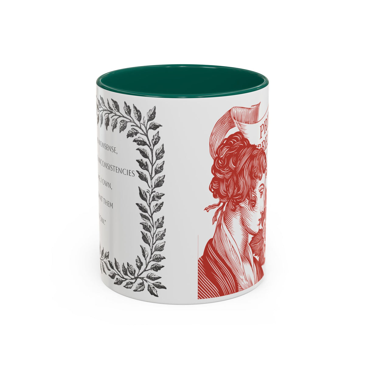 "...follies and nonsense" Elizabeth Bennet Quote  —  Pride & Prejudice Floral Mug (11oz/15oz)