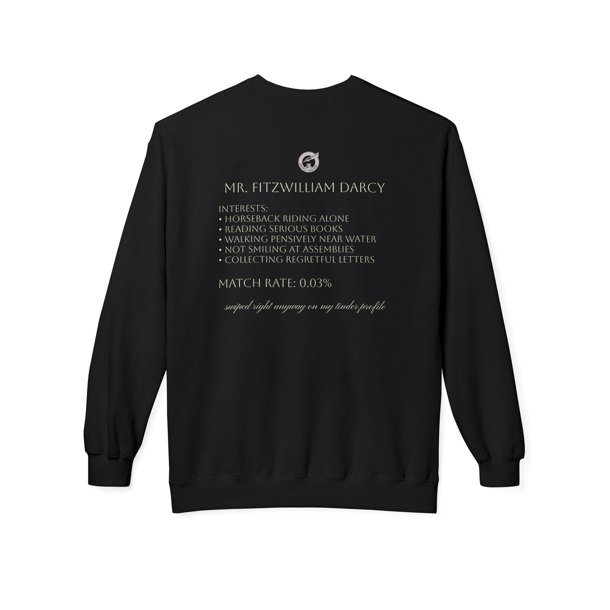 Mr. Darcy Crewneck Sweatshirt — "Mr. Darcy at Pemberley" Classic Jane Austen Sweatshirt