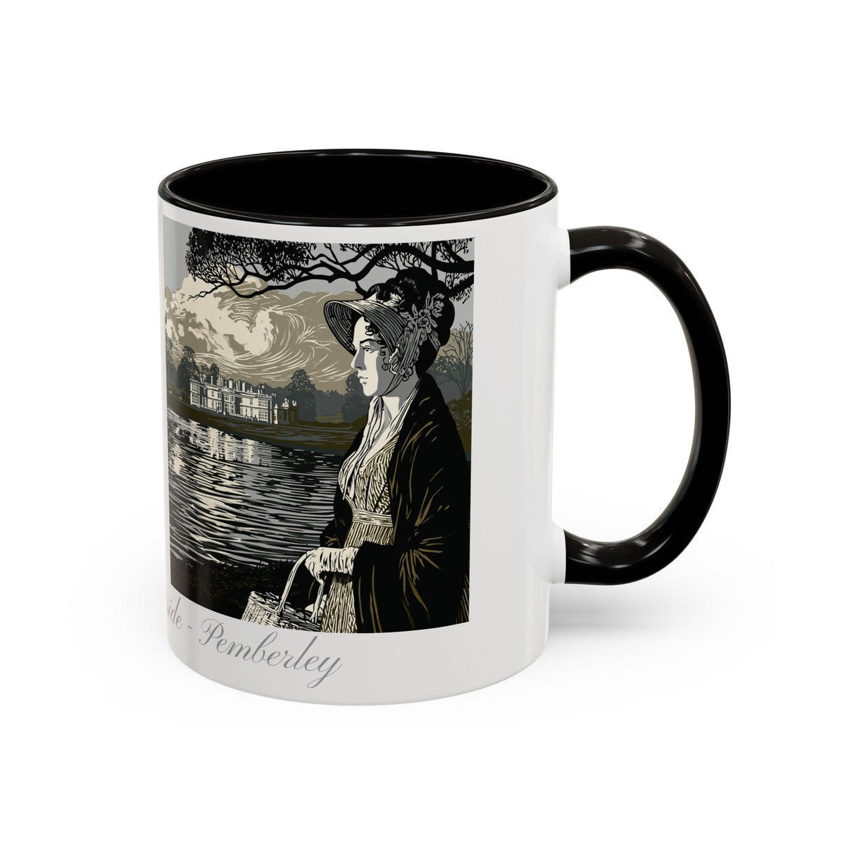 'Strolling Pemberley' Ceramic Coffee Cup — Vintage Regency Silhouette Mug