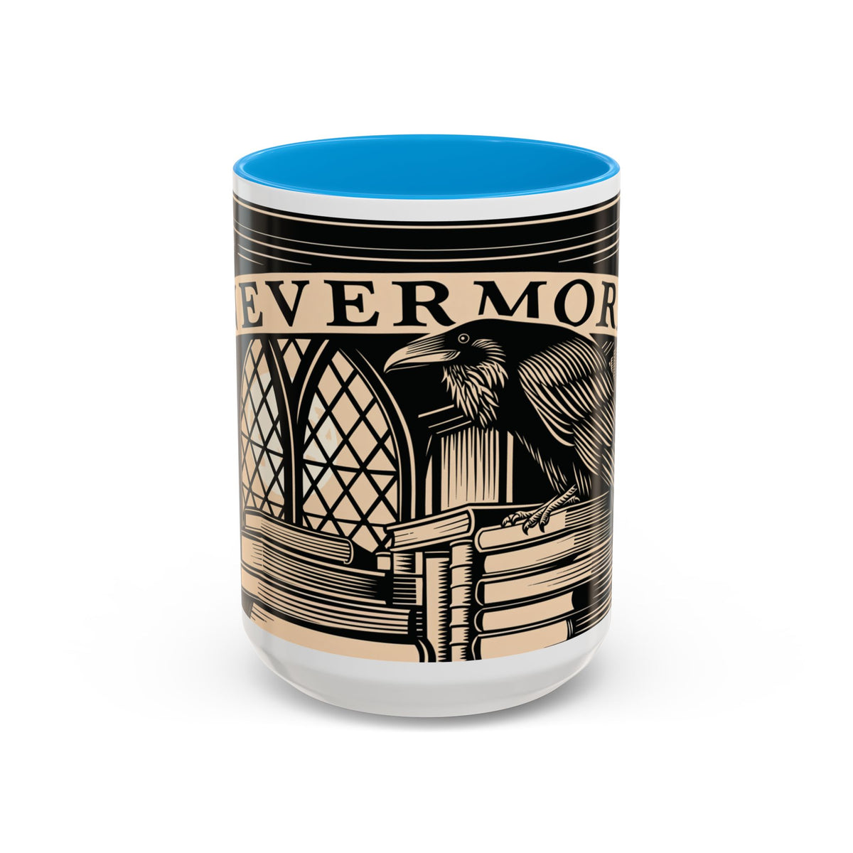 x Nevermore Raven woodcut illustration Mug | Edgar Allan Poe inspired