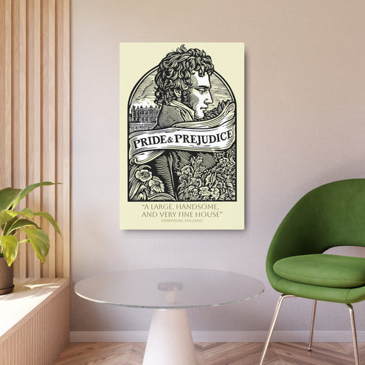 "A Large, Handsome, and Very Fine House" Jane Austen Wall Plaque - Pride & Prejudice Metal Art Sign