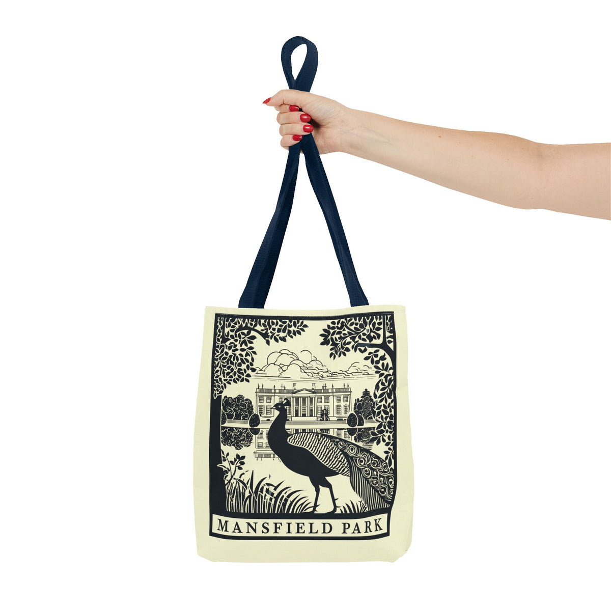 Mansfield Park Illustrated Tote — Vintage Estate Peacock Tote Bag