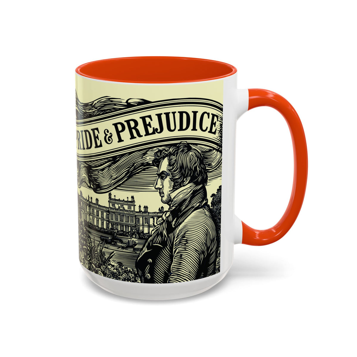 Pride & Prejudice Vintage Illustration Ceramic Mug — Mr. Darcy at Pemberley with Quote (11oz/15oz)