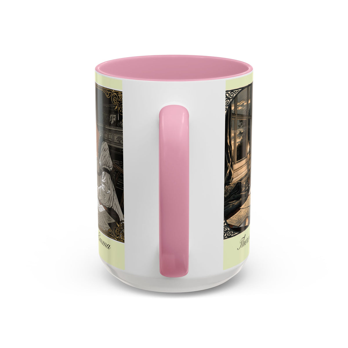 Regency Tea Quote Mug — 'Young Jane Austen Writing at Her Desk' Ceramic Coffee & Tea Cup (11oz/15oz)