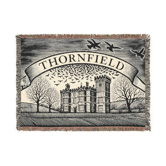 Thornfield Estate Woven Throw Blanket — Vintage Manor Tapestry Design