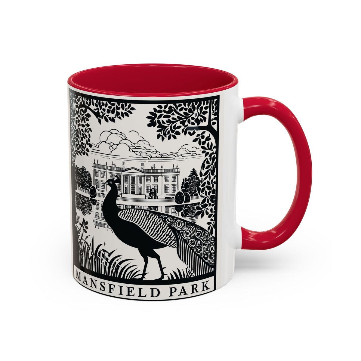 Mansfield Park Peacock Illustration Mug | Vintage Etching Wraparound