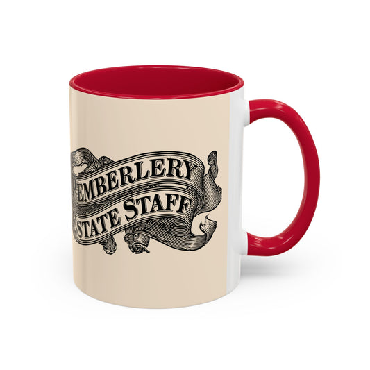 Vintage Estate Coffee Mug — "Estate Staff" Pemberley Banner (11oz & 15oz)