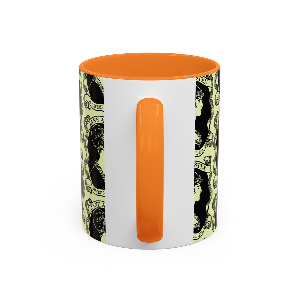 Jane Austen Cameo Pattern Coffee Mug — Literary Tea & Coffee Cup (11oz/15oz)