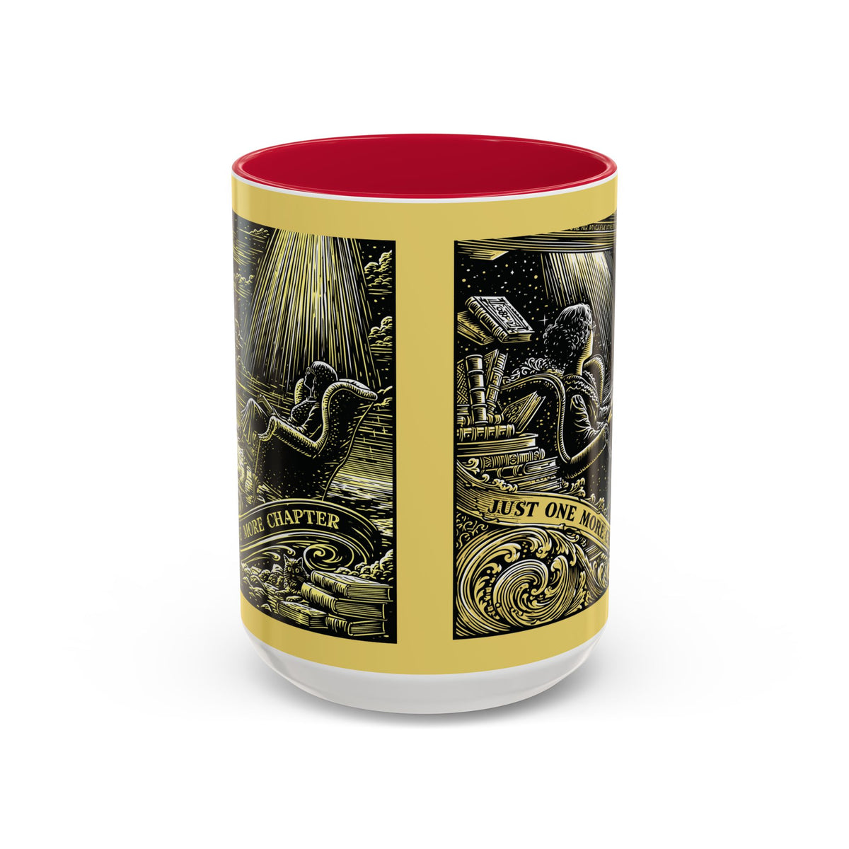 "Just One More Chapter" Under UFO Illustration Mug | Color Accent Coffee Cup