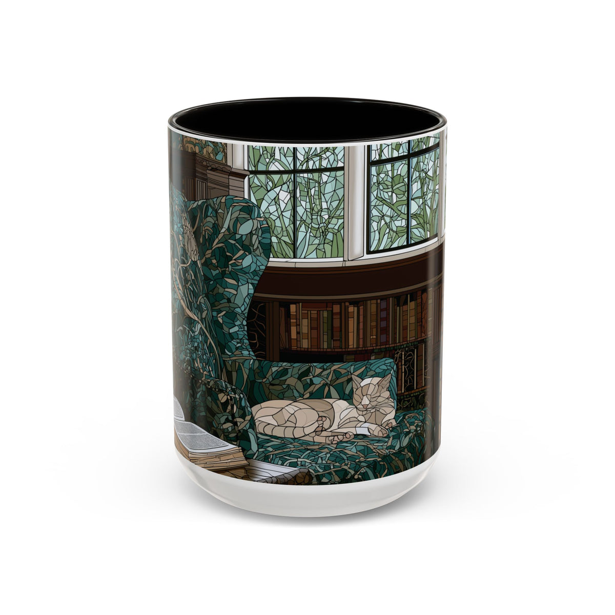Cozy Reading Nook Cat Mug | Ceramic Coffee Cup 11oz 15oz