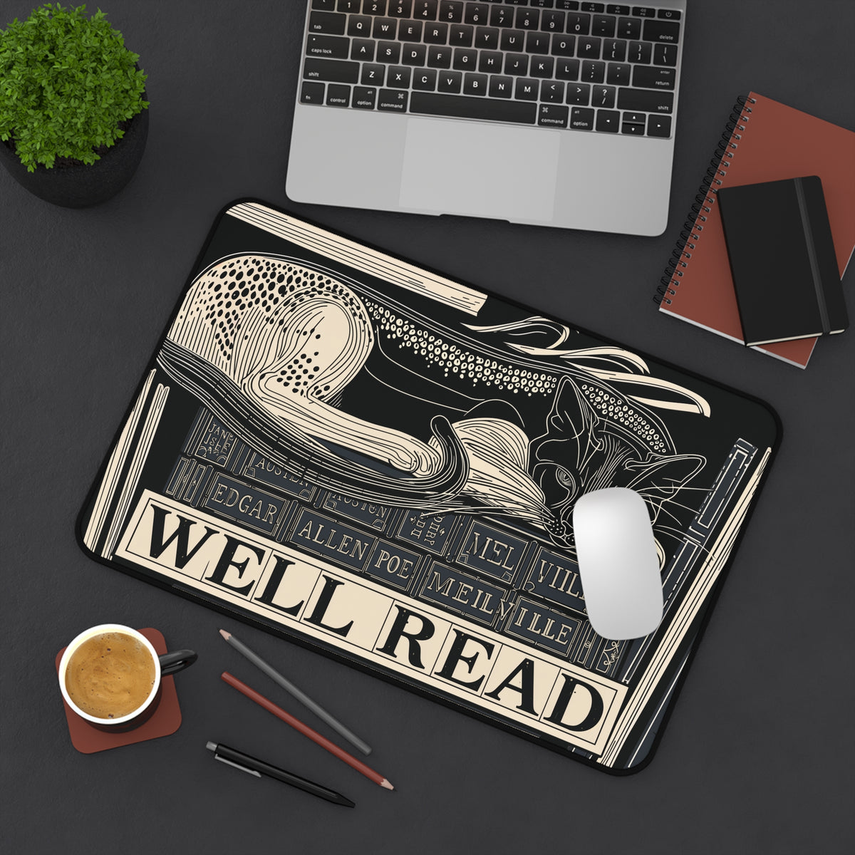 WELL READ catnap -  Desk Mat | Literary, Edgar Allan Poe, Reading-themed