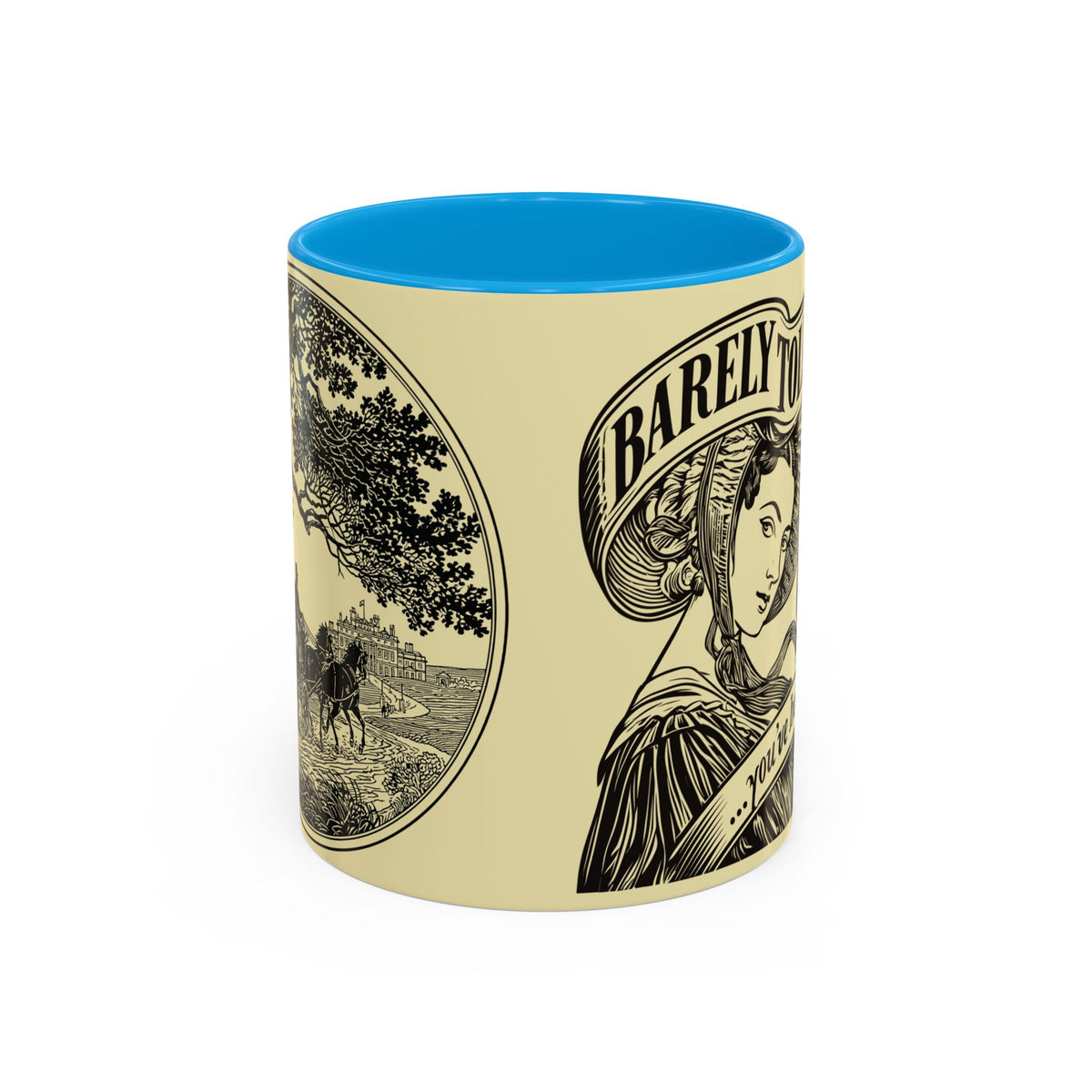 Vintage 'Barely Tolerable' Illustration Coffee Mug (11oz/15oz)