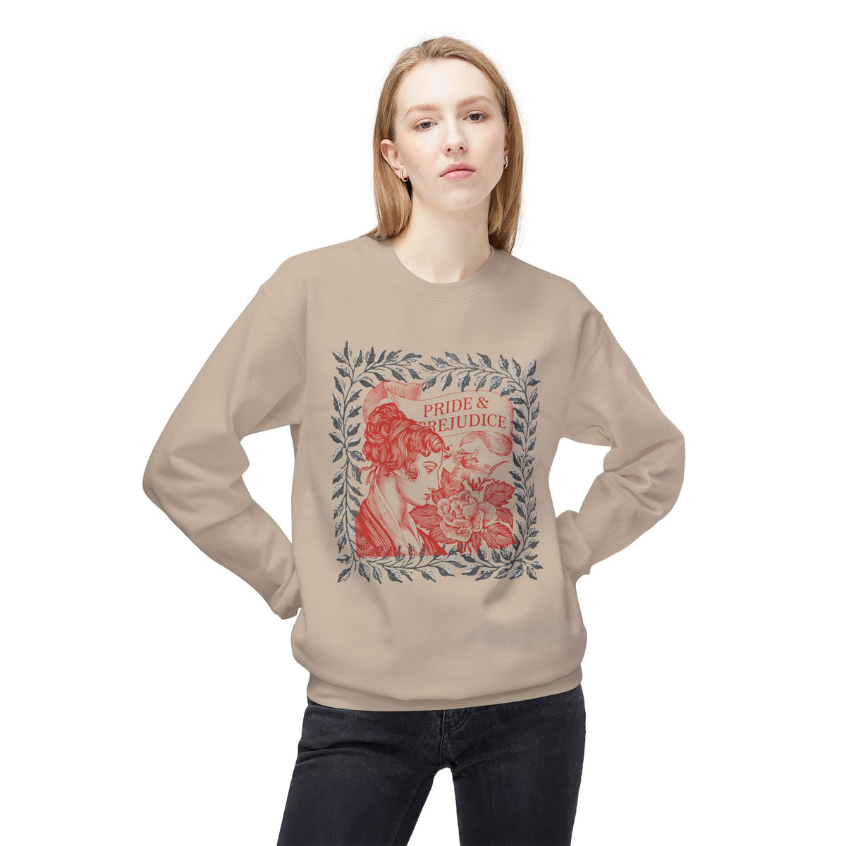 Pride & Prejudice Illustration Sweatshirt — Jane Austen Booklover Crewneck (Derbyshire Coordinates)