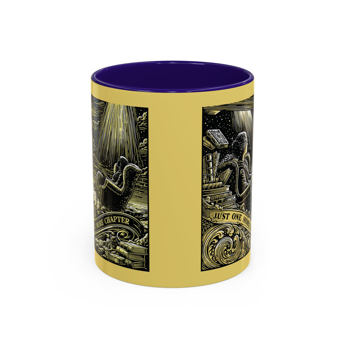 "Just One More Chapter" Under UFO Illustration Mug | Color Accent Coffee Cup