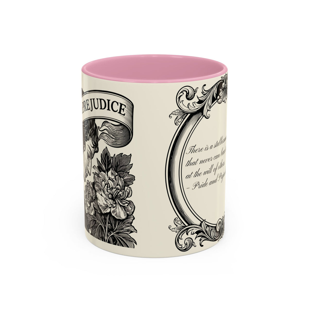 Quote from Pride & Prejudice Vintage Floral Mug — “Pride & Prejudice” Ceramic Book Lover Mug (11oz/15oz)
