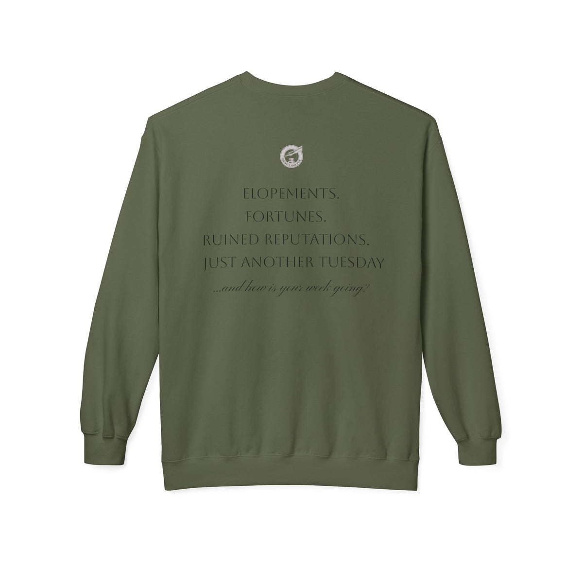 Regency Drama Crewneck Sweatshirt — "Rife With Regency Drama" Vintage Floral Graphic