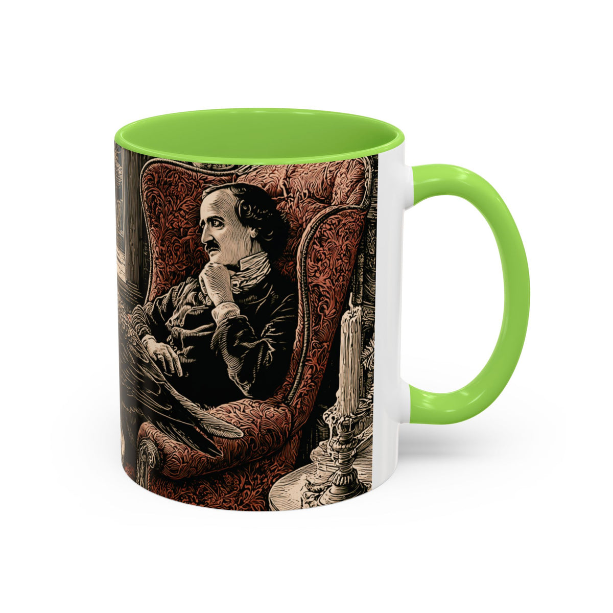 Edgar Allan Poe Raven Portrait Mug | Ceramic Coffee Cup