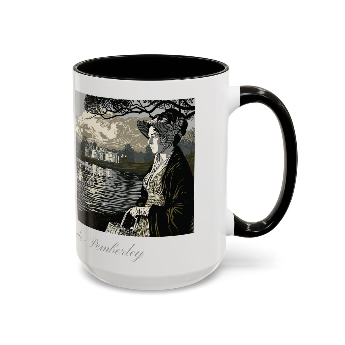 'Strolling Pemberley' Ceramic Coffee Cup — Vintage Regency Silhouette Mug