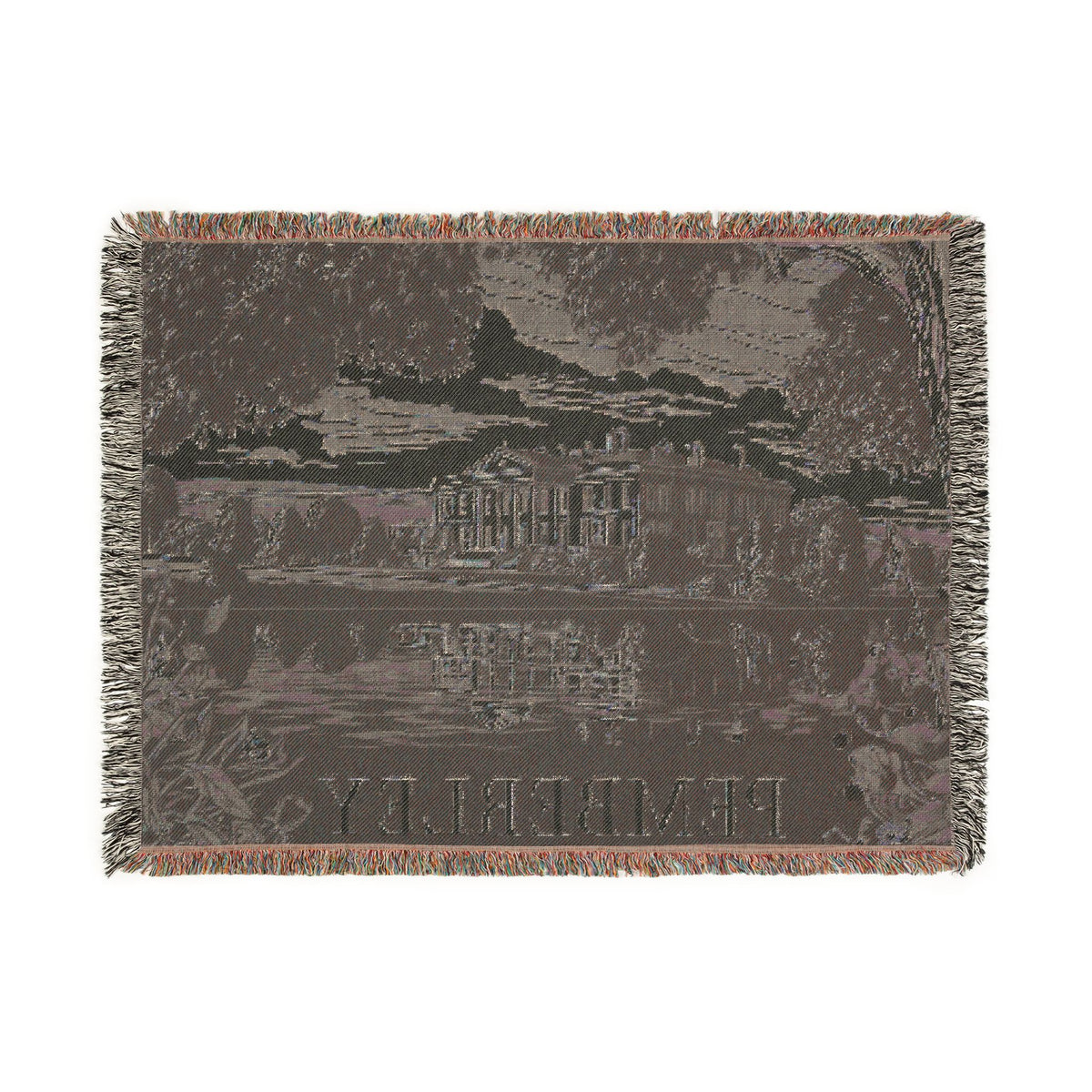 Pemberley Estate Illustration Woven Blanket | Literary Home Decor - Jane Austen
