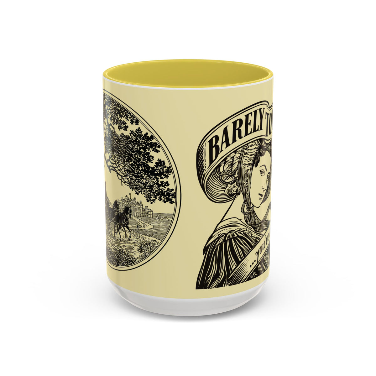 Vintage 'Barely Tolerable' Illustration Coffee Mug (11oz/15oz)