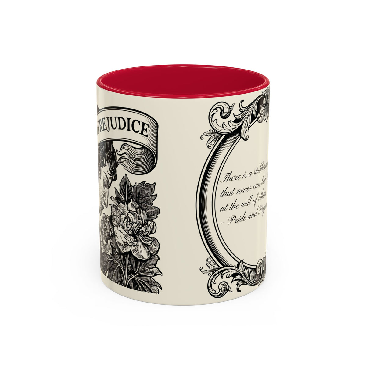 Quote from Pride & Prejudice Vintage Floral Mug — “Pride & Prejudice” Ceramic Book Lover Mug (11oz/15oz)