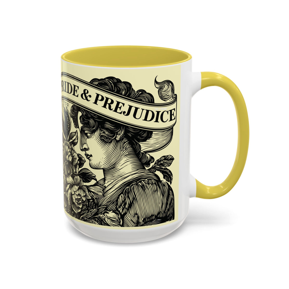 Pride & Prejudice Vintage Floral Mug — “Pride & Prejudice” Ceramic Book Lover Mug (11oz/15oz)