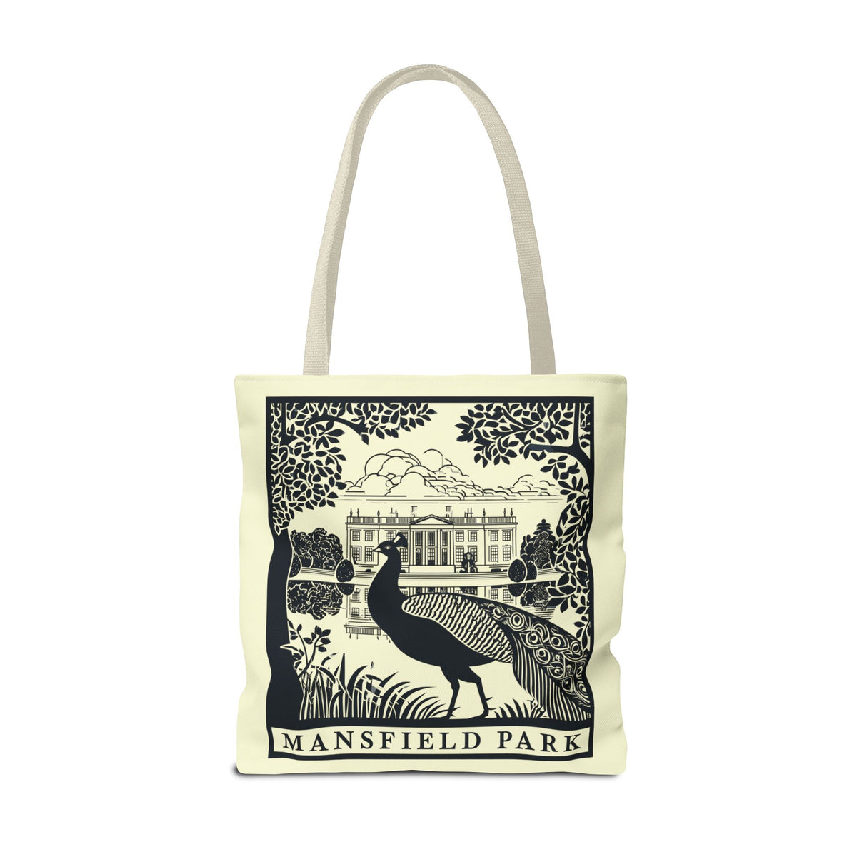 Mansfield Park Illustrated Tote — Vintage Estate Peacock Tote Bag