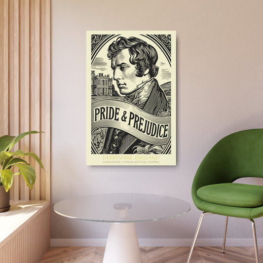 Pride & Prejudice Metal Art Sign — Vintage Regency Book Poster Wall Decor