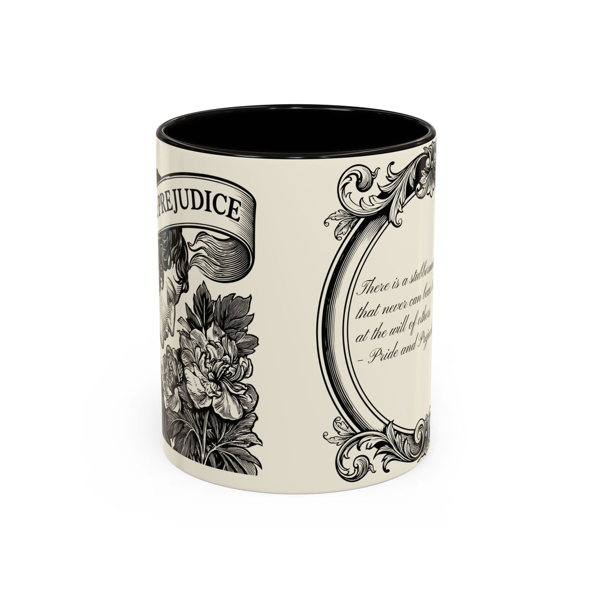 Quote from Pride & Prejudice Vintage Floral Mug — “Pride & Prejudice” Ceramic Book Lover Mug (11oz/15oz)