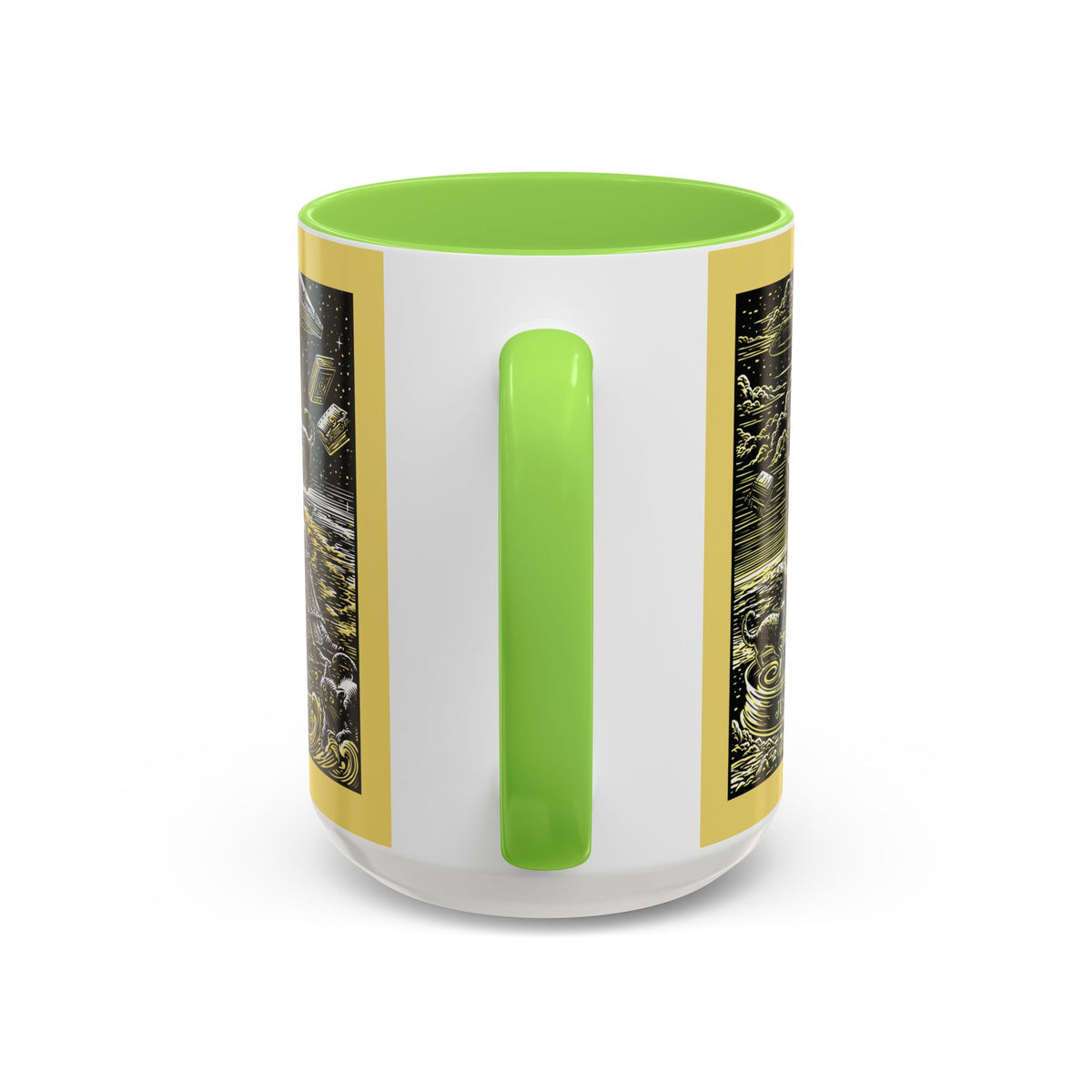 "Just One More Chapter" Under UFO Illustration Mug | Color Accent Coffee Cup