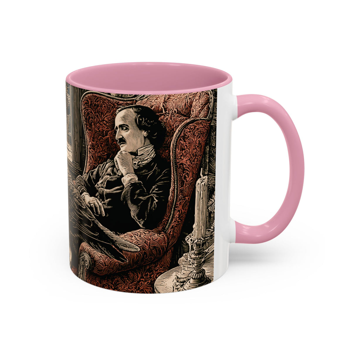 Edgar Allan Poe Raven Portrait Mug | Ceramic Coffee Cup