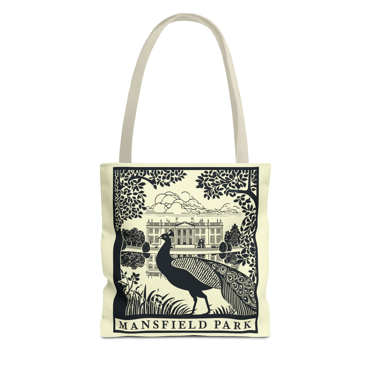 Mansfield Park Illustrated Tote — Vintage Estate Peacock Tote Bag