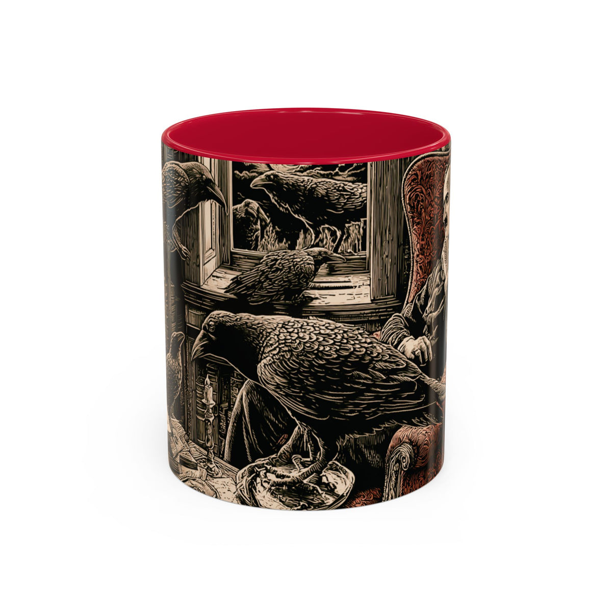 Edgar Allan Poe Raven Portrait Mug | Ceramic Coffee Cup