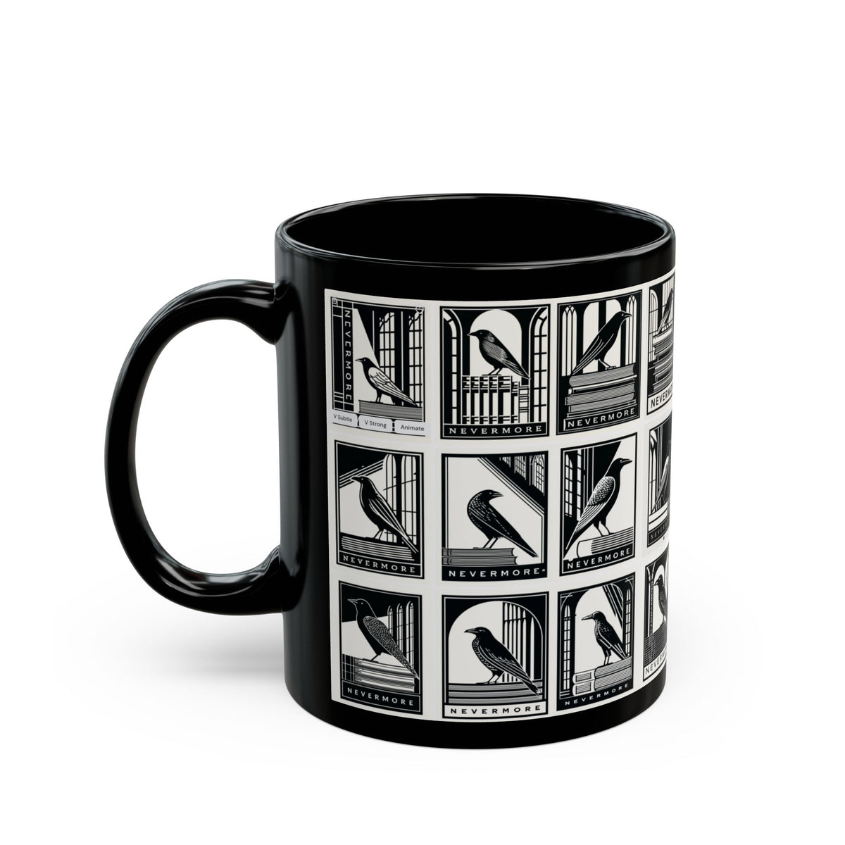 Nevermore Raven Tiles mug | Black Mug