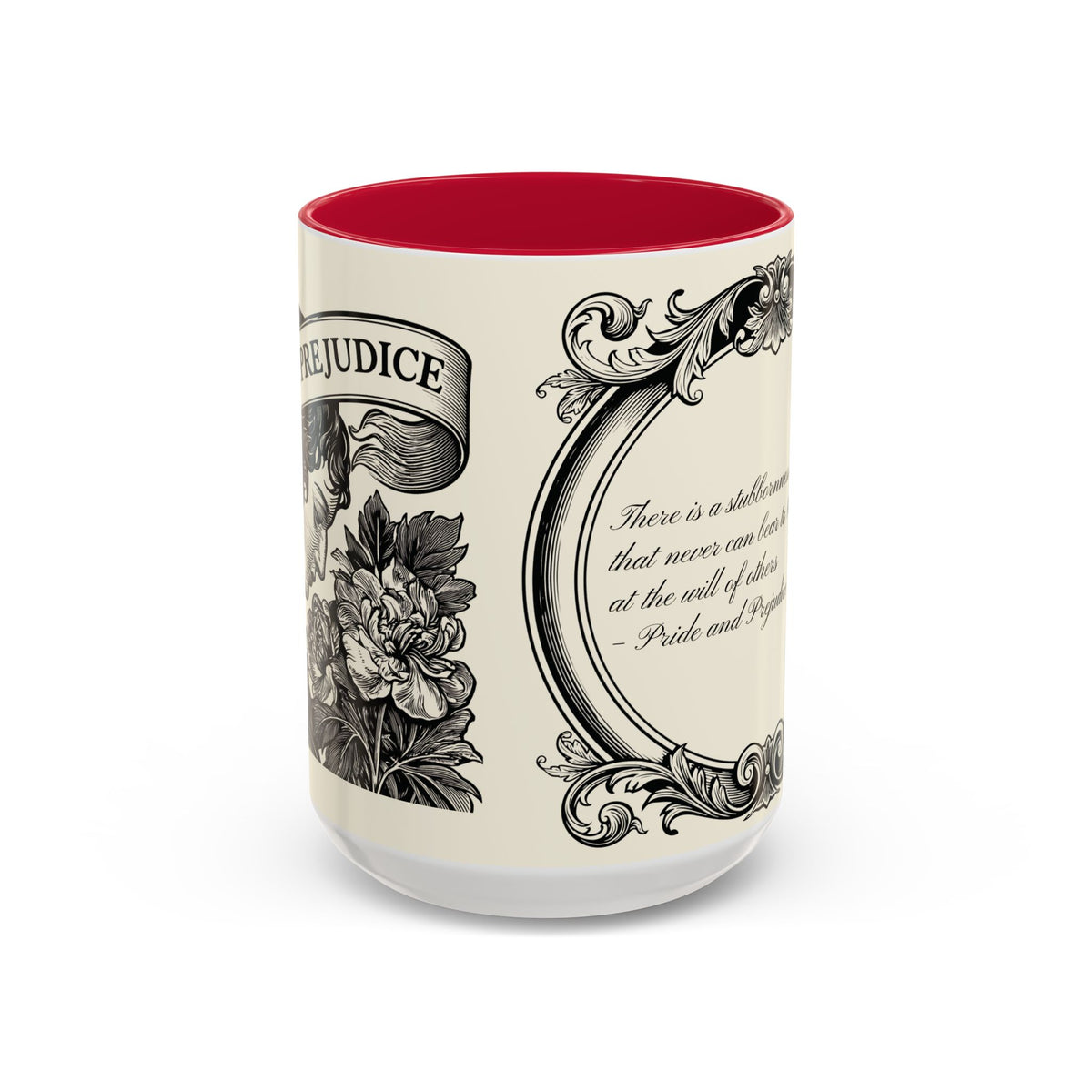 Quote from Pride & Prejudice Vintage Floral Mug — “Pride & Prejudice” Ceramic Book Lover Mug (11oz/15oz)