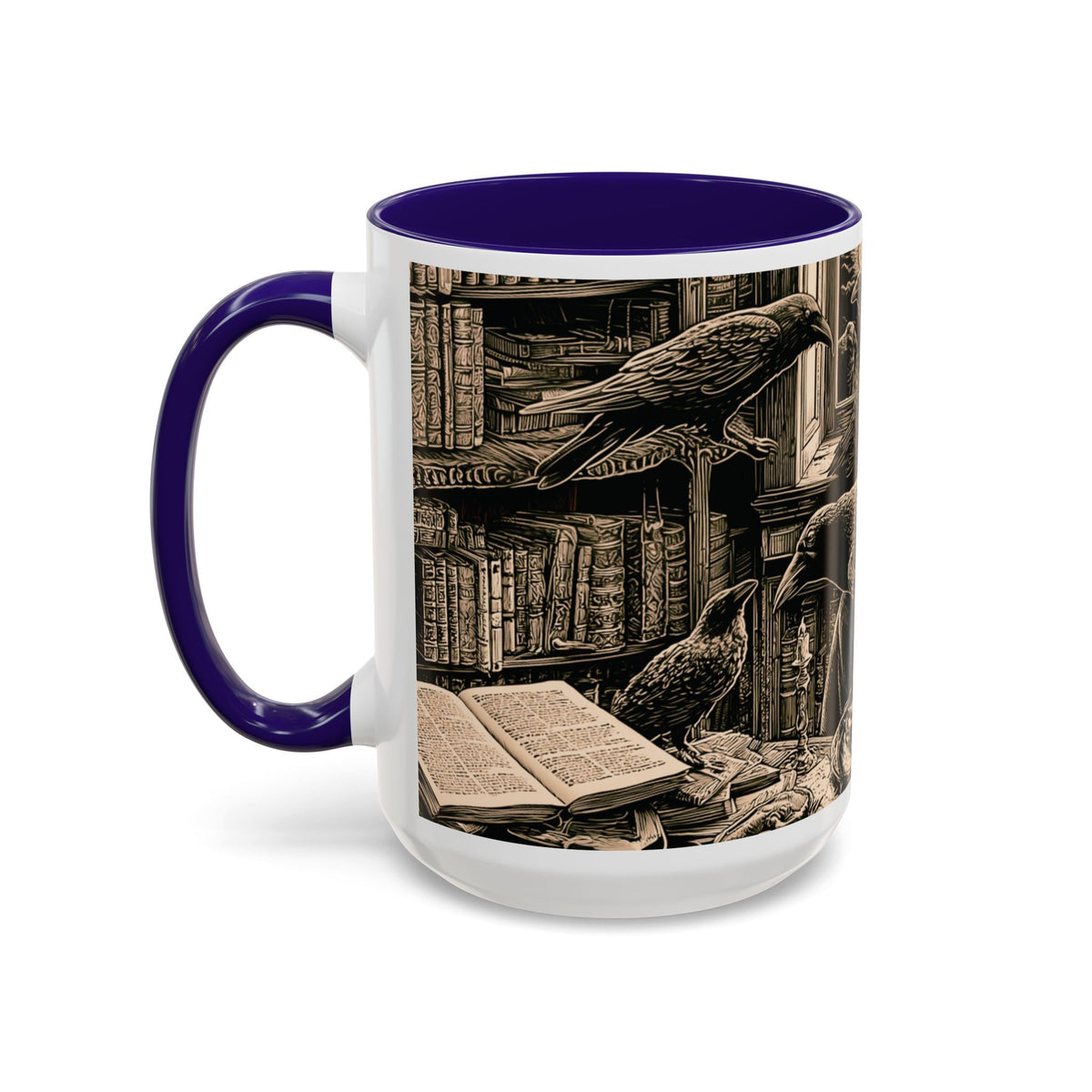Edgar Allan Poe Raven Portrait Mug | Ceramic Coffee Cup