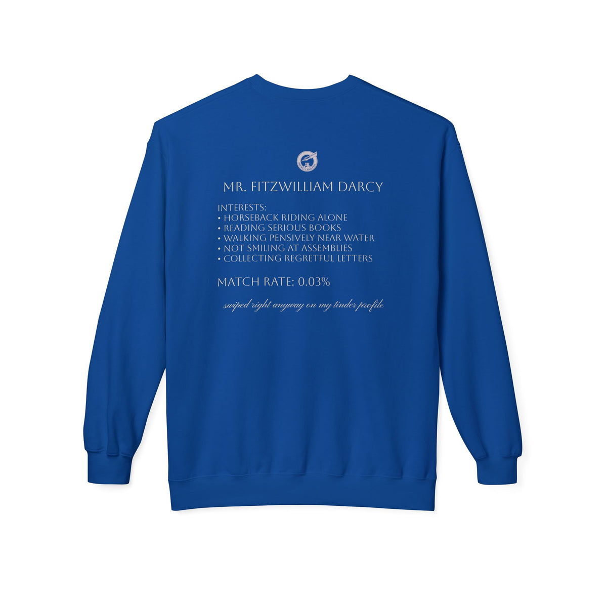 Mr. Darcy Crewneck Sweatshirt — "Mr. Darcy at Pemberley" Classic Jane Austen Sweatshirt