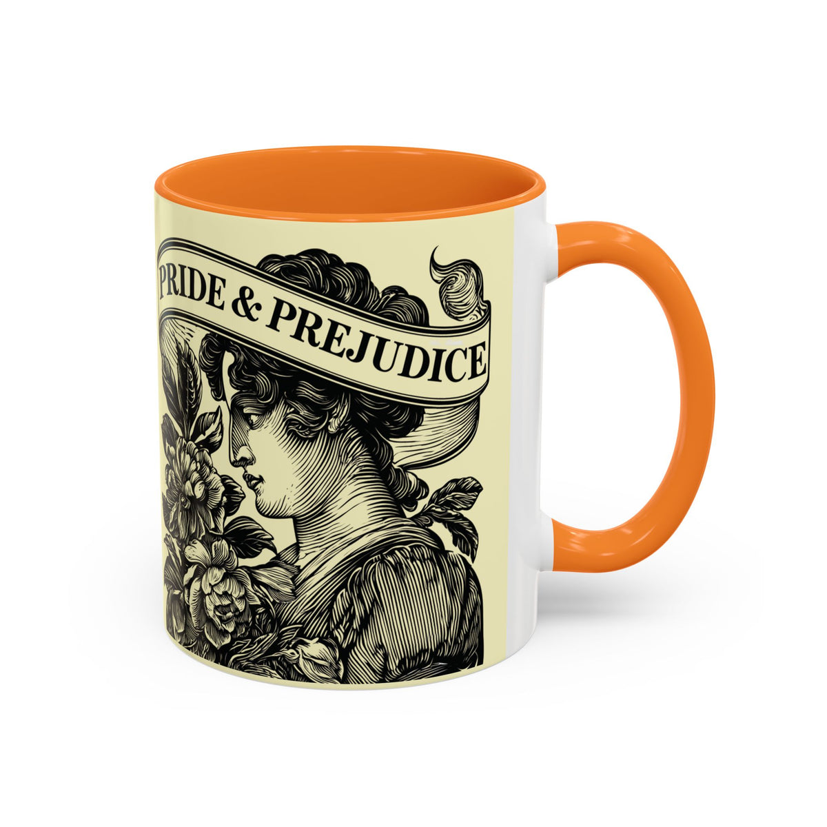 Pride & Prejudice Vintage Floral Mug — “Pride & Prejudice” Ceramic Book Lover Mug (11oz/15oz)
