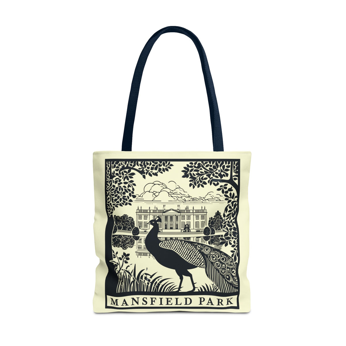 Mansfield Park Illustrated Tote — Vintage Estate Peacock Tote Bag