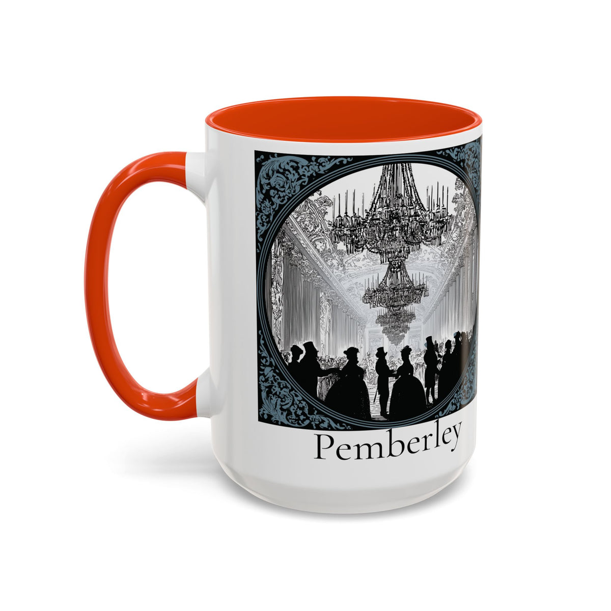 Pemberley Ballroom Illustration Mug | Color Accent Ceramic Mug