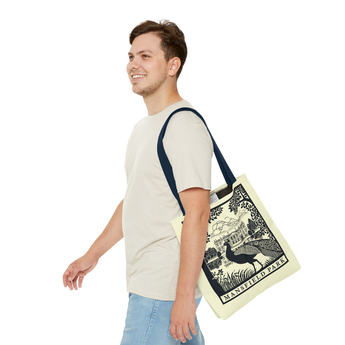 Mansfield Park Illustrated Tote — Vintage Estate Peacock Tote Bag
