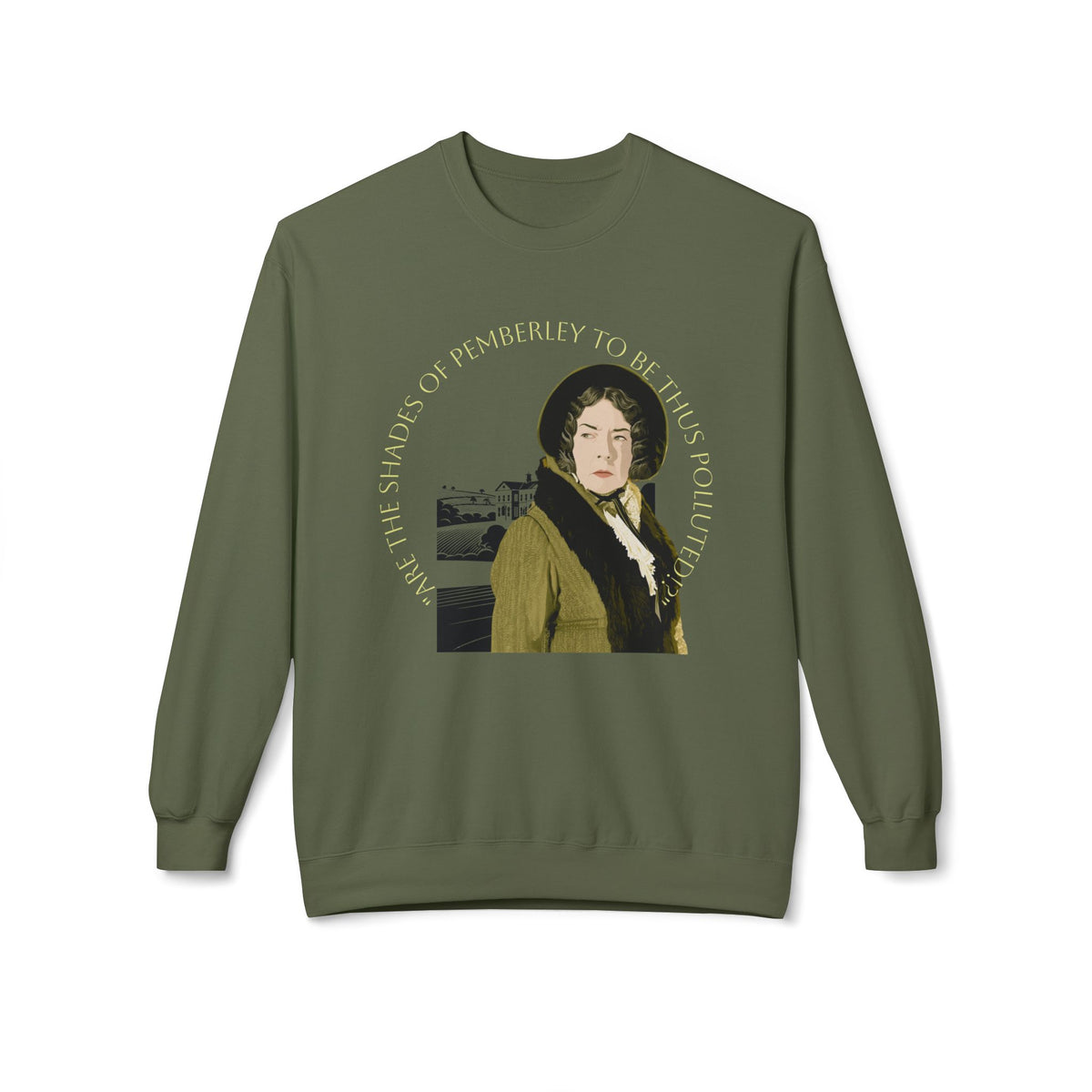 Jane Austen 'Shades of Pemberley' Crewneck Sweatshirt — Elizabeth Bennet Fictionalized Quote