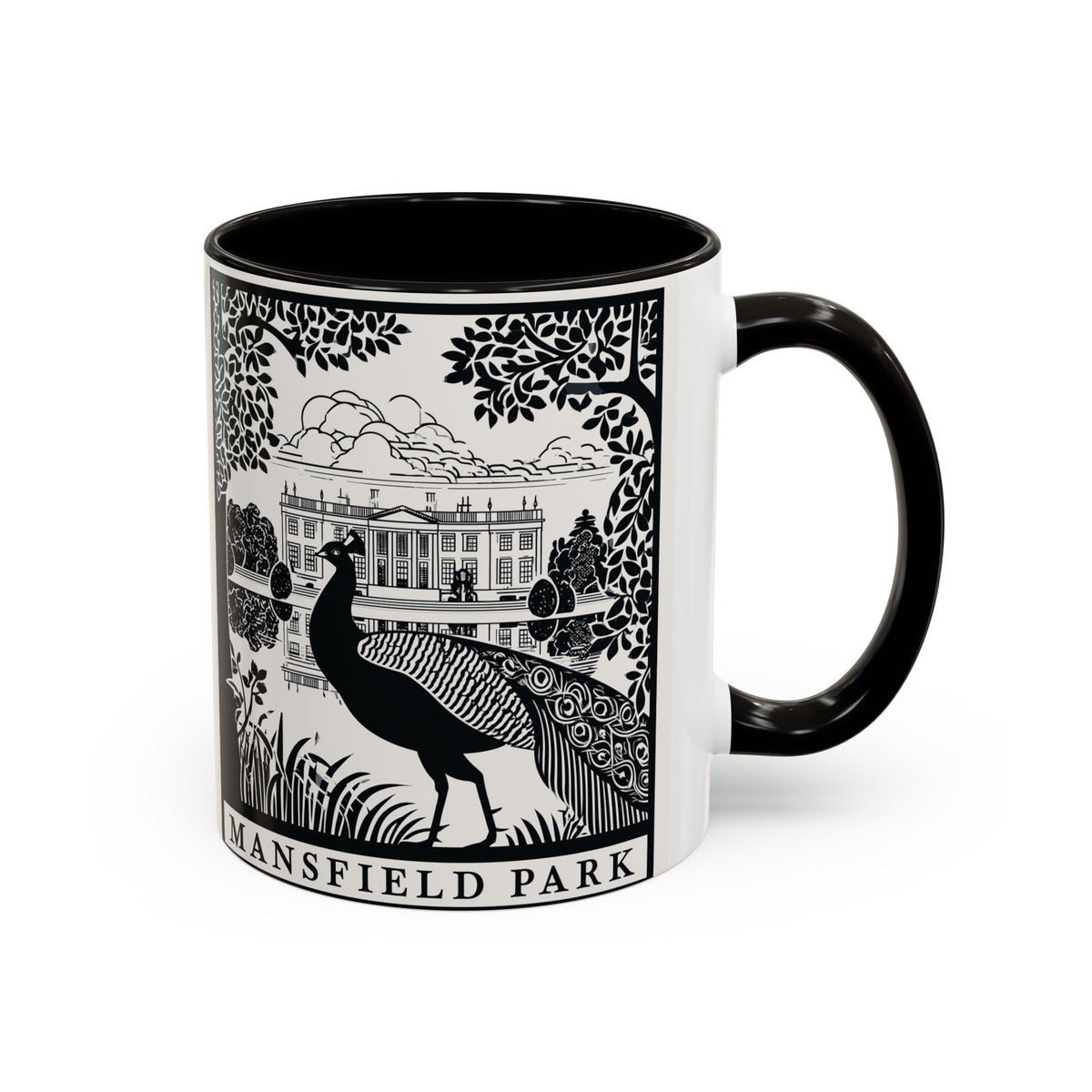 Mansfield Park Peacock Illustration Mug | Vintage Etching Wraparound