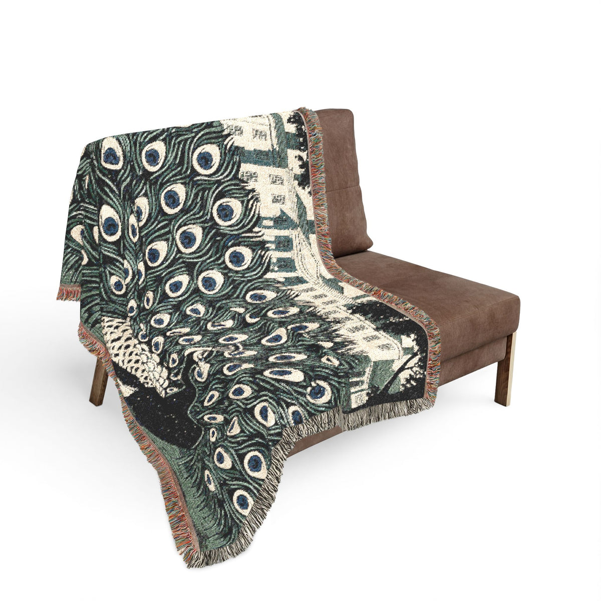 Peacock - Mansfield Park - Woven Blanket | Peacock Feather Throw, Decorative Jacquard