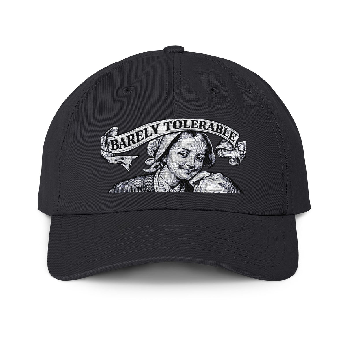 "Barely Tolerable "— Vintage Portrait Embroidered Cap