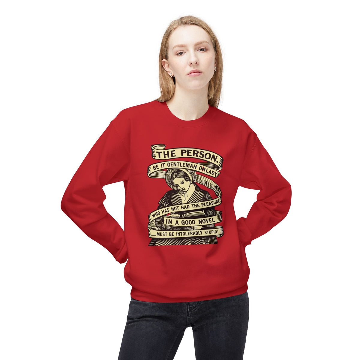 Novel Lover Crewneck Sweatshirt — "Reading Good Books" Vintage Book Quote