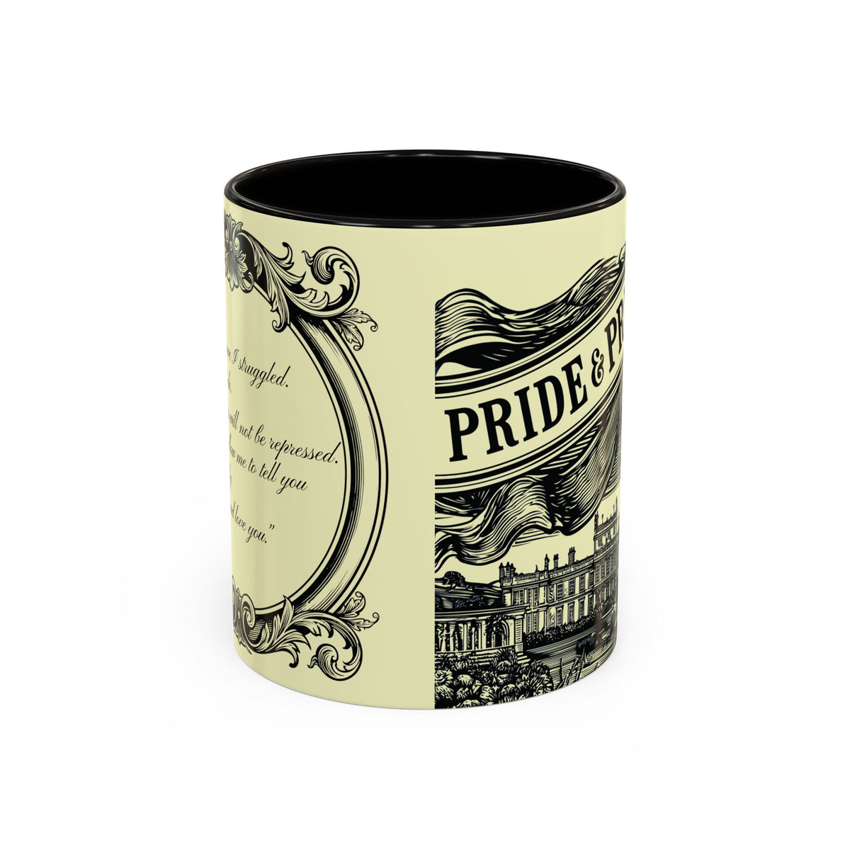 Pride & Prejudice Vintage Illustration Ceramic Mug — Mr. Darcy at Pemberley with Quote (11oz/15oz)